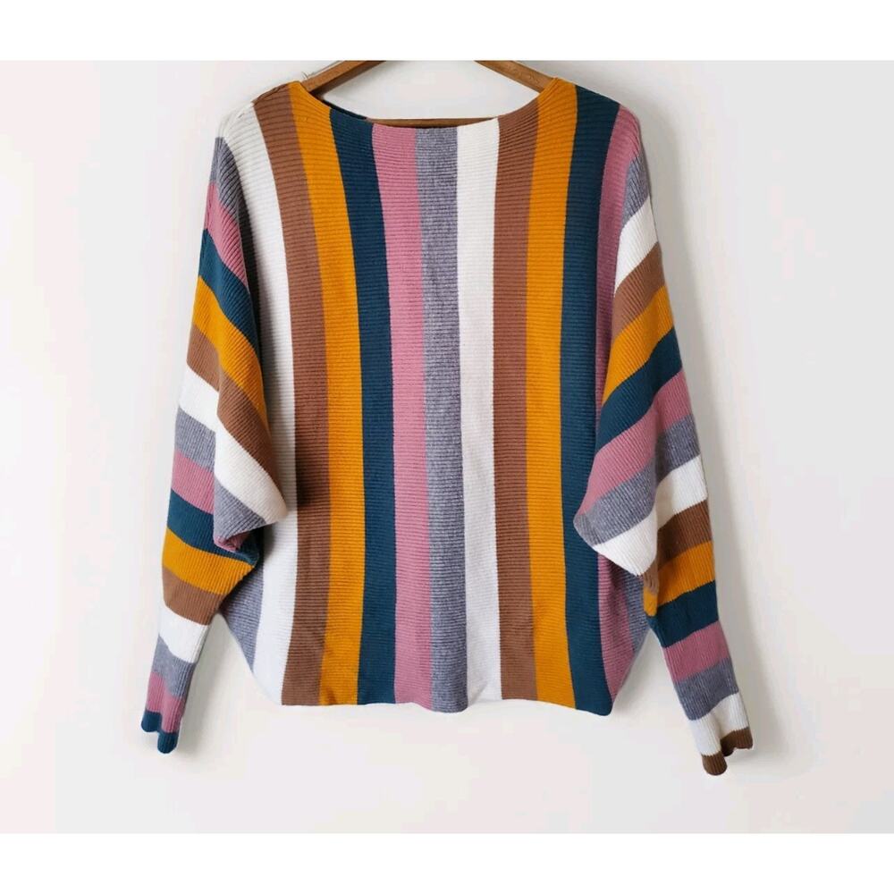 Philosophy Sweater Verticle Stripe Multicolor Knit Long Sleeve Pullover Womens M